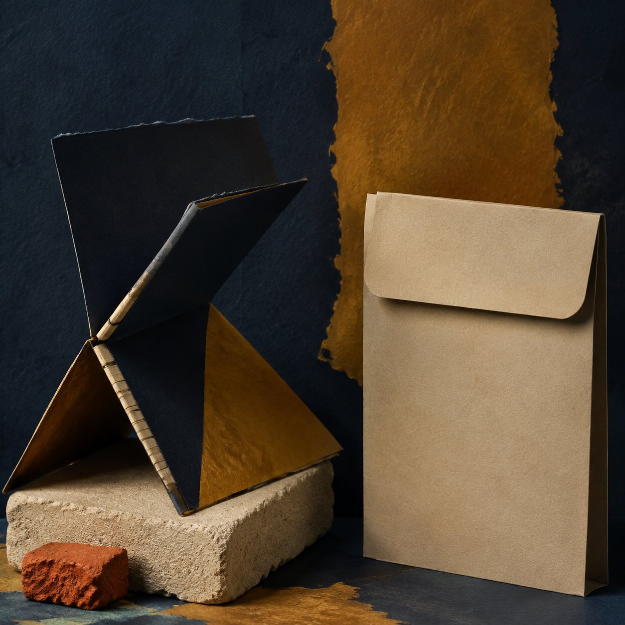 Paper hinge beside an archival paper sleeve